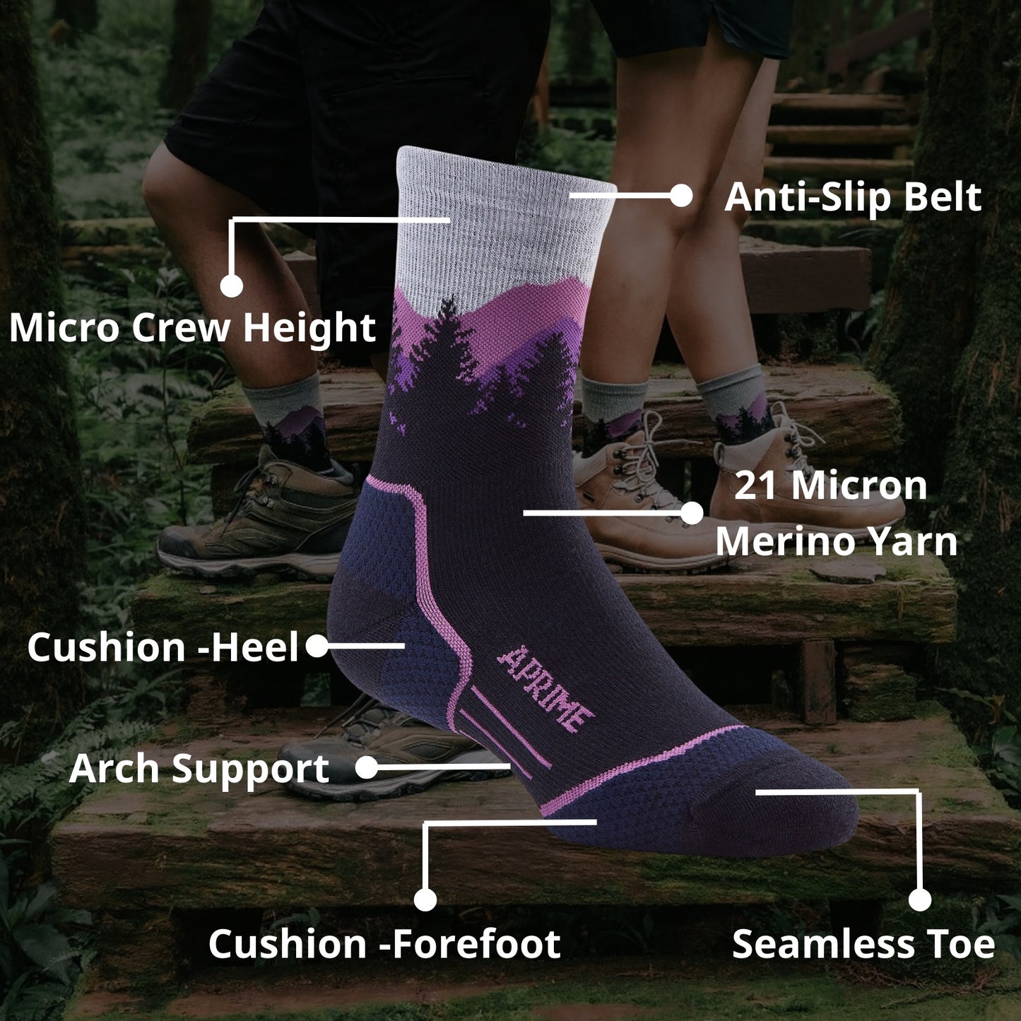 21微米羊毛登山襪-紫